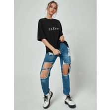 DAXİS Sportwear Company Kadın Kaktüs Baskılı Oversize Tshirt Daxis Sportwear Company