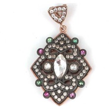 Nusret Takı 925 Ayar Gümüş Elmas Görünümlü Taşlı Kolye Ucu