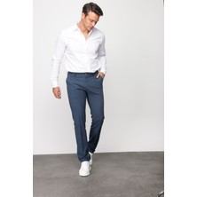Desen Triko Erkek Beli Lastikli Yan Cepli Koton Pantolon Lacivert