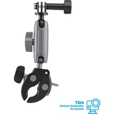 Telesın Alüminyum Alaşımlı Açılı Handlebar Mount ( Gopro HERO11 Black / HERO10 Black / Hero9 Black / Hero8 / INSTA360 / Sjcam / Osmo Action )