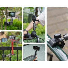 Telesın Alüminyum Alaşımlı Açılı Handlebar Mount ( Gopro HERO11 Black / HERO10 Black / Hero9 Black / Hero8 / INSTA360 / Sjcam / Osmo Action )