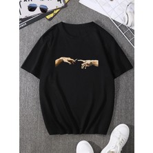 DAXİS Sportwear Company Erkek Eller Baskılı Oversize Tshirt  Daxis Sportwear Company