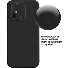 Case World  Xiaomi Redmi 12C ile Uyumlu Kapak Mat Siyah Yumuşak Silikon Kılıf