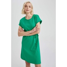 DeFacto A Kesim Bisiklet Yaka Mini Kısa Kollu %100 Pamuk Elbise T8057AZ23SM