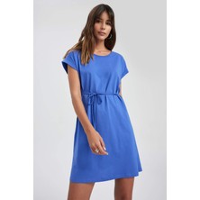DeFacto A Kesim Bisiklet Yaka Mini Kısa Kollu %100 Pamuk Elbise T8057AZ23SM