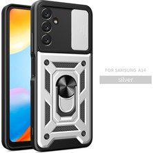 Nevarium Samsung Galaxy A14 Kılıf Lens Sürgülü Yüzüklü Tank Silikon Pars