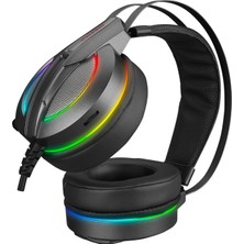 Rampage RM-K6 STARK USB 7.1 Double RGB Efekt Metalik Gri Surround Gaming Oyuncu Mikrofonlu Kulaklık