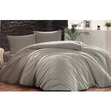 Paradise Düz Çift Kişilik Nevresim Takımı Gri 100 % Pamuk 62 Tel Çarşafı Lastikli Düz Nevresim Seti