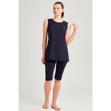 Haşema Lacivert Kadın Askılı Havuz Mayosu %100 Polyamid Su İticilik Özelliği ile Hafif ve Esnek