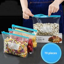 Beautifyy 55PCS Yeniden Kullanılabilir Gıda Dondurucu Çantası Stand Up Depolama Sızdır Köprü Düzenleyici Taze Kapatma Sarma Ziplock (Yurt Dışından)