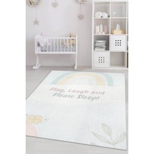 Homshtag Oyna Gül Ve Lütfen Uyu Kişiye Özel Kişiselleştirilebilir Dokuma Tabanlı Yıkanabilir Dekoratif Ev Halısı