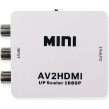 Microcase Rca To HDMI Tos Av Çevirici Dönüştürücü 1080P Mini AV2HDMI Video Conventer - AL2666 Beyaz