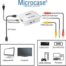 Microcase Rca To HDMI Tos Av Çevirici Dönüştürücü 1080P Mini AV2HDMI Video Conventer - AL2666 Beyaz