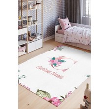 Homshtag Kızımın İsmi Kişiye Özel Kişiselleştirilebilir Dokuma Tabanlı Yıkanabilir Dekoratif Ev Halısı