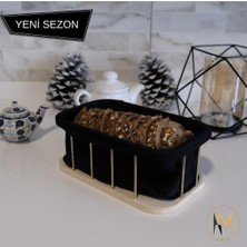 Pasiflora Home Desing Dekoratif Altıgen Gold Ekmek Sepeti Ahşap Stant & Siyah Kumaş Hazne & Gold Metal Çerçeve