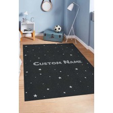 Homshtag Yıldızlı İsimli Kişiye Özel Kişiselleştirilebilir Dokuma Tabanlı Yıkanabilir Dekoratif Ev Halısı