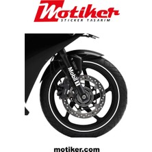 Motiker Mobil 1 Motosiklet Amortisör Beyaz Sticker  Etiket