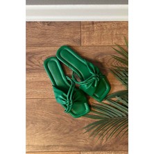 New Optimal Lagerta Çarpraz Düğümlü Çift Kemerli Terlik - Yeşil - 37