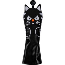 Runto Golf Club Head Mallet Putter Cat Desen Aksesuarları Putter Cue Headcover 3 Fairwaywood Black'i Kapsıyor (Yurt Dışından)