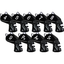 Runto Golf Ipucu Kafası, Eğitim Ekipmanı Aksesuarlarını Kapsar Kedi Desen Atıcı 9pcs Demir Siyah (Yurt Dışından)