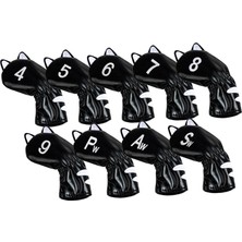Runto Golf Ipucu Kafası, Eğitim Ekipmanı Aksesuarlarını Kapsar Kedi Desen Atıcı 9pcs Demir Siyah (Yurt Dışından)