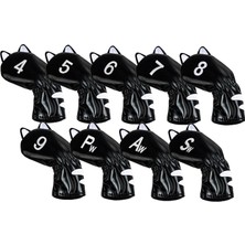 Runto Golf Ipucu Kafası, Eğitim Ekipmanı Aksesuarlarını Kapsar Kedi Desen Atıcı 9pcs Demir Siyah (Yurt Dışından)