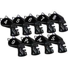 Runto Golf Ipucu Kafası, Eğitim Ekipmanı Aksesuarlarını Kapsar Kedi Desen Atıcı 9pcs Demir Siyah (Yurt Dışından)