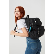 Nemo Bags Okul Çantası Unisex Siyah Orta Boy Su Geçirmez Klinkır Kumaş Seyahat Laptop Çantası