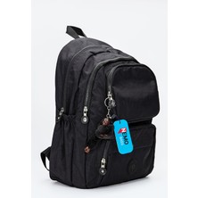 Nemo Bags Okul Çantası Unisex Siyah Orta Boy Su Geçirmez Klinkır Kumaş Seyahat Laptop Çantası