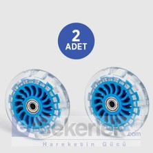 Emes 2 Adet MBC100*25 Mavi Şeffaf Tekerlek ÇAP100 Bilya Rulmanlı Tekerlek GENIŞLIK25 Teker 2li Set 2XMBC100*25