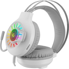 Rampage RM-K44 Zengıbar Beyaz 7.1 Surround Rgb Işık Efekti Mikrofonlu Oyuncu Kulaklığı