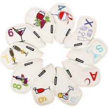 Dharry 10PCS Golf Demir Kafa Kapakları Set Numarası Işlemeli Suya Dayanıklı Koruma Bej (Yurt Dışından)
