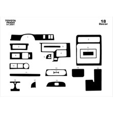 meriç cockpit design Meriç® Toyota Prado Ön Torpido Kaplama Maun 18 Parça 2001-2002