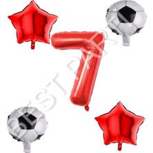 Best Parti Futbol Topu Yıdız Rakam Balon Seti Kırmızı Yaş 7