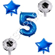 Best Parti Futbol Topu Yıdız Rakam Balon Seti Mavi Yaş 5