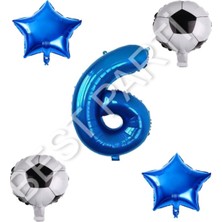 Best Parti Futbol Topu Yıdız Rakam Balon Seti Mavi Yaş 6