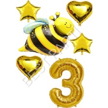 Best Parti Arı Karakterli Yıldız Kalp Folyo Balon Seti Yaş 3