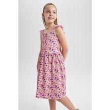 DeFacto Kız Çocuk Çiçekli Kare Yaka Askılı Elbise Y6963A622HS