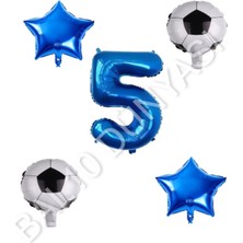 Bal10 Dünyası Futbol Topu Yıdız Rakam Balon Seti Mavi Yaş 5