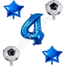 Rönesans Parti Futbol Topu Yıdız Rakam Balon Seti Mavi Yaş 4