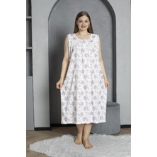 Seboteks Sıfır Kol Düğmeli Yaka %100 Pamuklu Penye Büyük Beden Anne Geceliği 1518