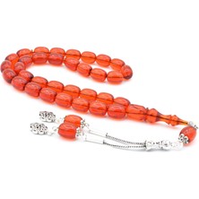 Murty99 Şeffaf Delim Kapsül Kesim Iri Boy Turuncu Ateş Kehribar Tesbih