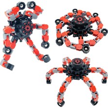 MEGA Transforming Fidget Spinners Dönüştürülebilir Zincir Robot Oyuncak Stres Çarkı Kırmızı