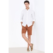 Kip Beyaz Düz Regular Fit Dokuma Casual Pamuk Karışımlı Gömlek