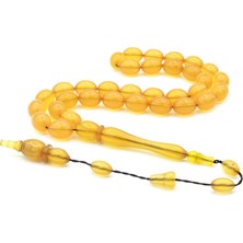 Murty99 Usta Yapımı Sülün Imameli Iri Boy Sarı Sıkma Kehribar Tesbih