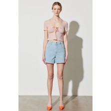 Wrangler Donna Regular Fit Normal Kesim Normal Bel Açık Mavi Esnek Jean Kot Şort