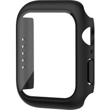 Microcase Apple Watch 7 45MM Ekran Korumalı Sert Slim Rubber Kılıf - I7R1 Siyah