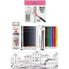 Glance Alex Schoeller Çizim 15*15 cm 40YP 200GR St.petersburg Dereceli Kalem Sulu Kuruboya Kalem Eskiz Seti