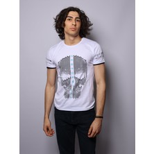 Eliesar Elite Beyaz Renk Ön Baskılı Arka Düz Hafif Likralı T-Shirt