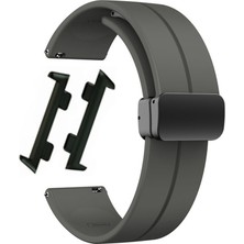Smcase Oppo Watch 46MM Kordon Silikon Mıknatıslı Ayarlanabilir HS19 Gri Koyu